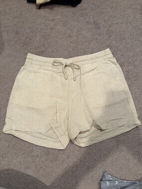 Old Navy Cream Drawstring Linen-Blend Women's Shorts